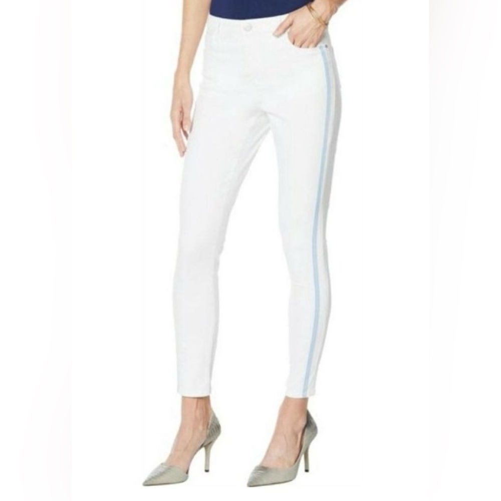 New Skinny Girl Women's Jeans Skinny Ankle Jeans White Denim W/ Blue Stripe 26/2